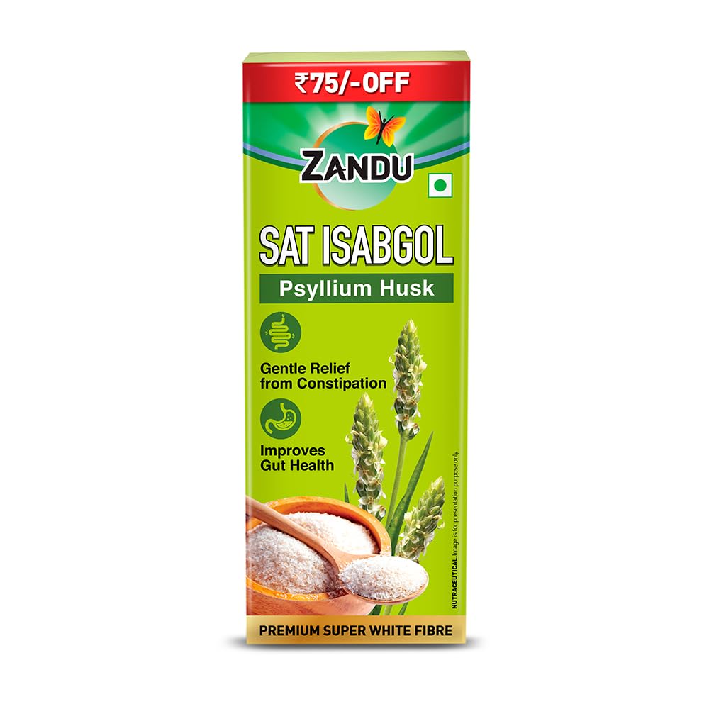 

Zandu Sat Isabgol Psyllium Husk 200 g Natural Dietary Fiber Supplement For Digestive Balance Gentle Bowel Support Premium Super White Fibre