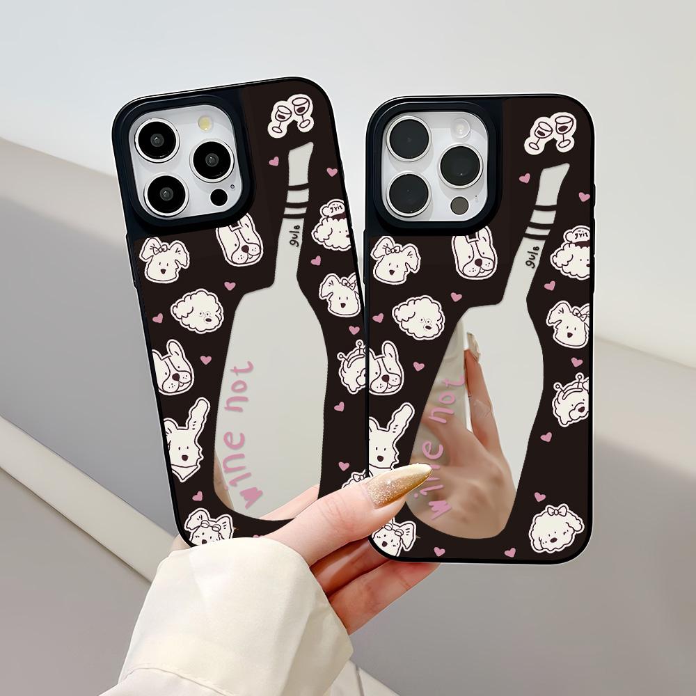 Mirror Phone Case for iPhone 15 11 13 14 for 15 16 Pro Max 12 13 16 Pro Cloud Flower and Animal Cute Style Phone Case