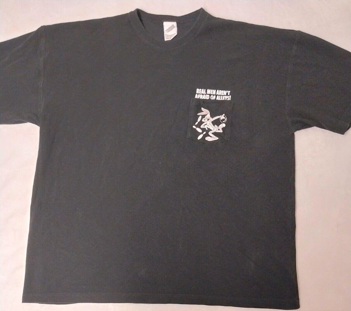 Vintage Bugs Bunny Bowling Shirt XXL Real Men Arent Afraid Of Alleys 1999 Warner S