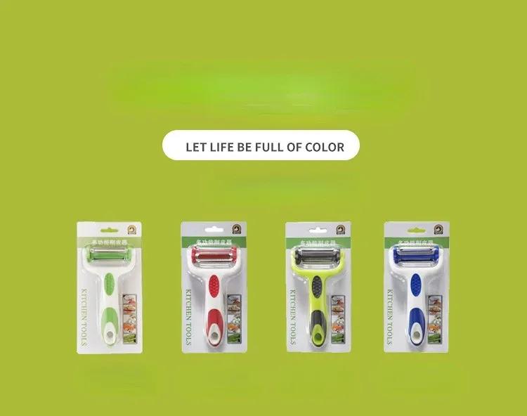 

НОВЫЙ 2025 1 шт. Овощечистка 3 в 1 для жюльена - Овощечистка для цитрусовых фруктов для апельсина, лимона, коктейлей - Овощечистка для моркови и картофеля blue