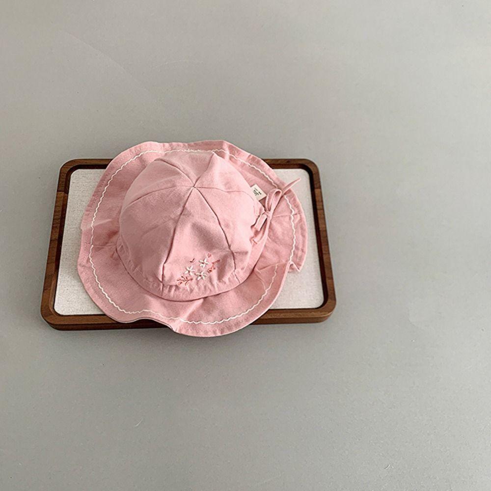Pleated Baby Sunhat Flower Toddle Fisherman Hat Adjustable Infant Bucket Hat Boy