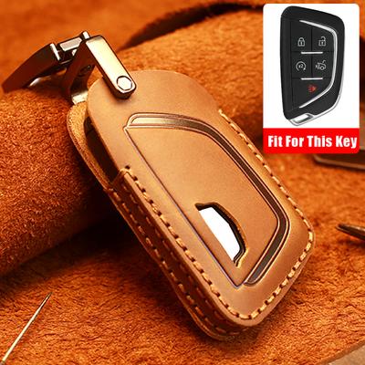 Car Fashion High Quality Leather 5 Buttons Key Case Cover Key Bag For Cadillac CT5   Key Portect Case Auto