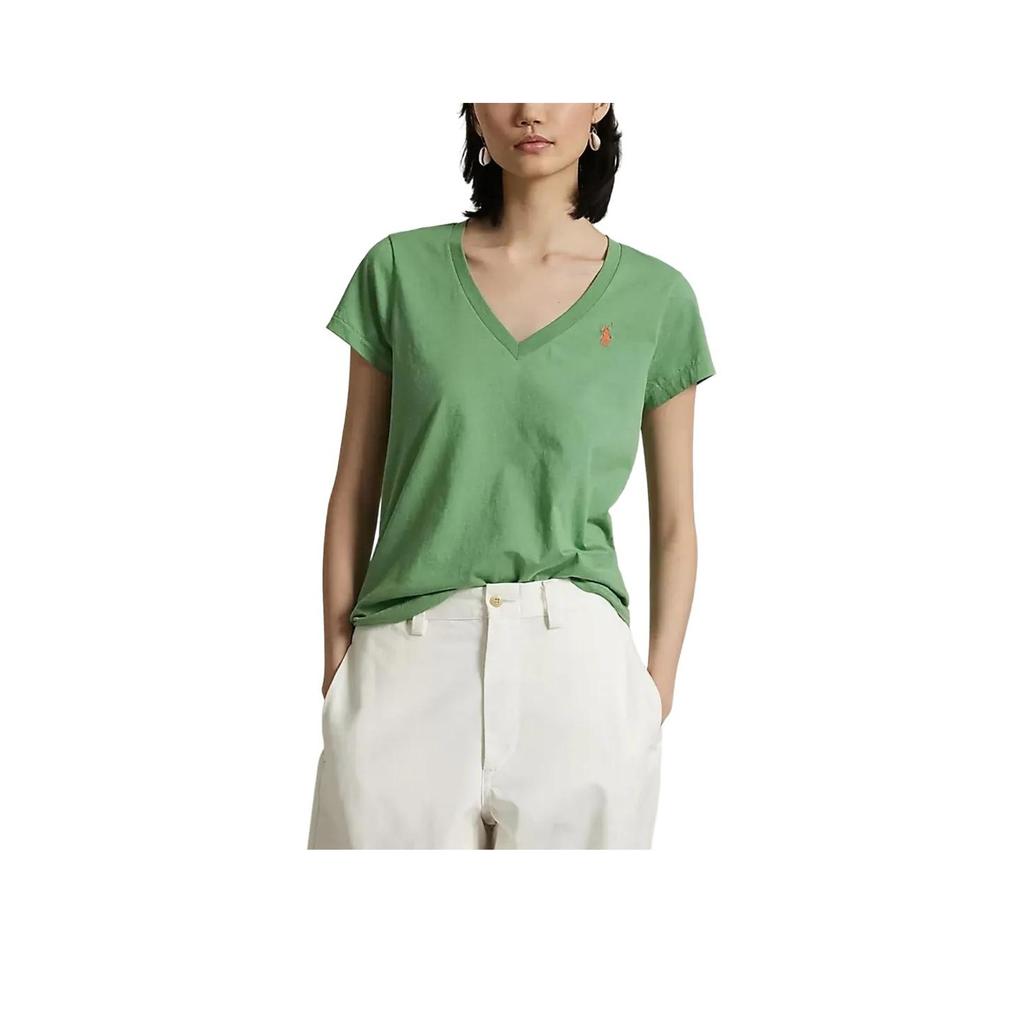 Polo Ralph Lauren Short Sleeve V-Neck Embroidered Regular T-Shirt Women Tops 211902403-009