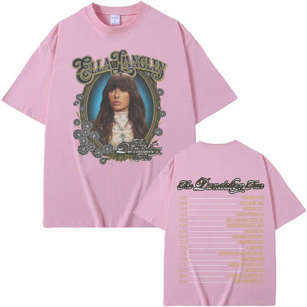 

Футболка Ella Langley Black Dandelion Tour 2026 Літня мода М яка футболка Харадзюку 100% Бавовна Повсякденний Гранж Круглий виріз Футболки M