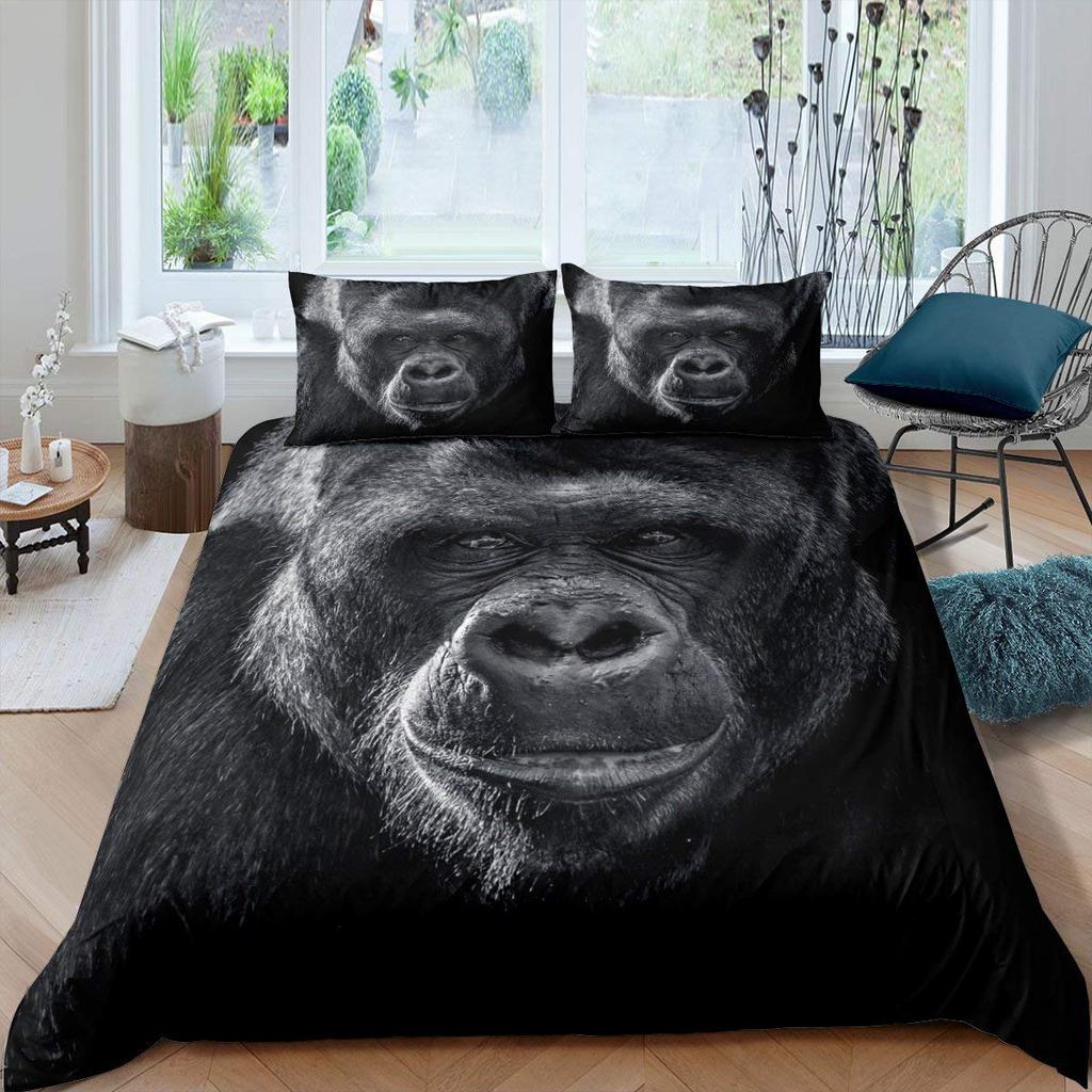 Comforter Orangutan Cute Monkey Bedding Set Palm Leaves Tropical Botanical Primitive Animal Comforter/