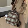 Casual Vintage Plaid Nylon Backpack for Women Large Capacity Zippered Adjustable Shoulder Straps Polyester Lined Carry-Over Daypack