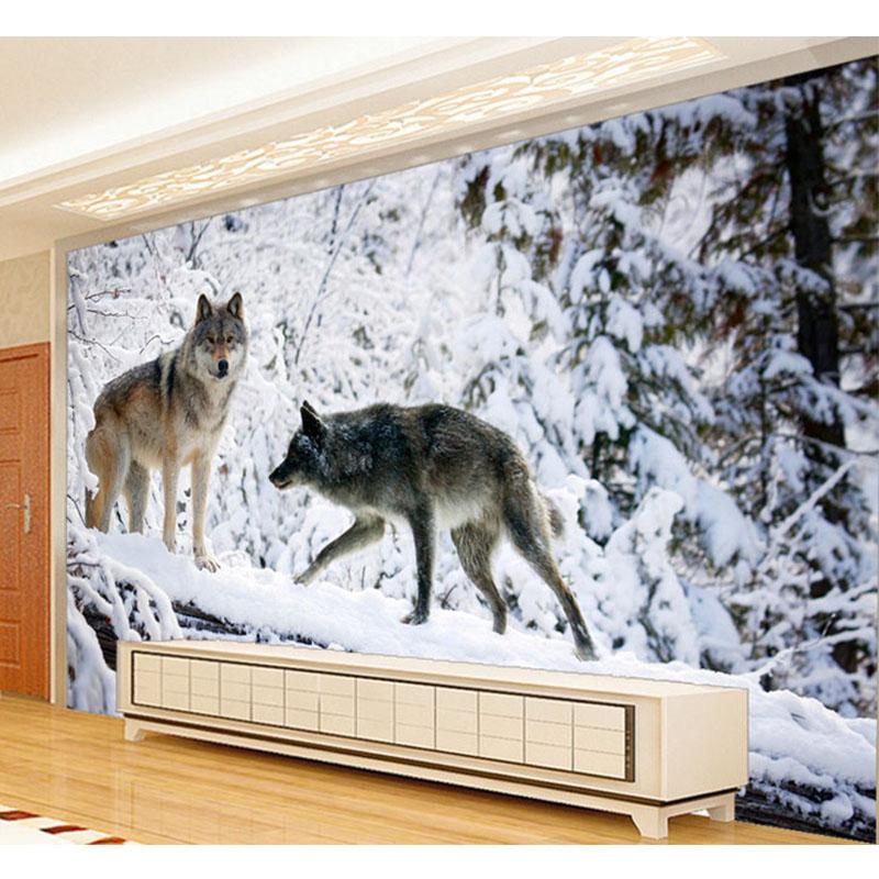 3D Wallpaper Modern Simple Animal Wolf Snow Landscape Photo Mural Living Room TV Sofa Backdrop Wall Painting Papier Peint Enfant