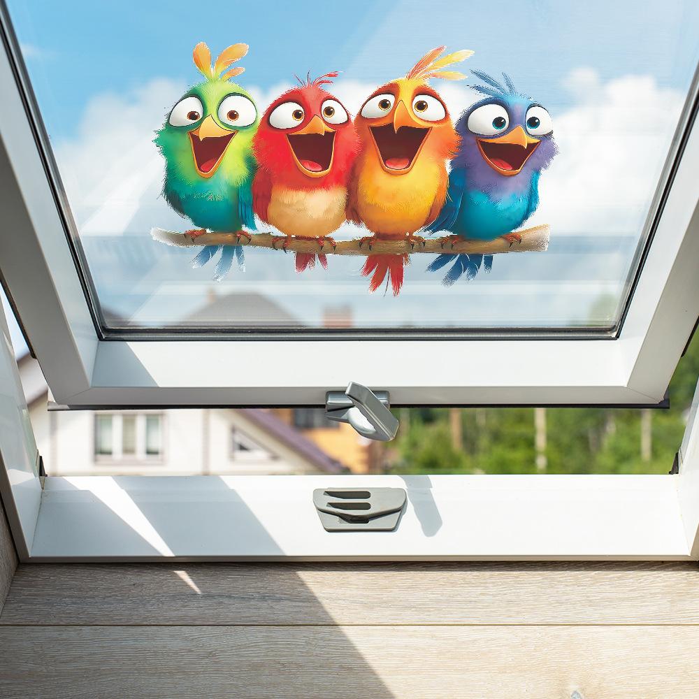 Bunte Vogelaufkleber zur Dekoration des Eingangsbereichs und des Badezimmers auf kreativen Ästen