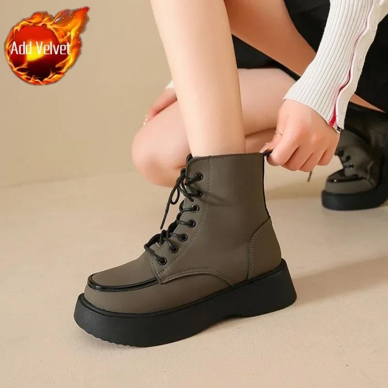 

Fashion Woman Short Shoes Platform Booties Chunky Winter 2024 Round Toe Sale Fashion Pu Trend Ankle Boots for Women New In Y2k Spring 39 40