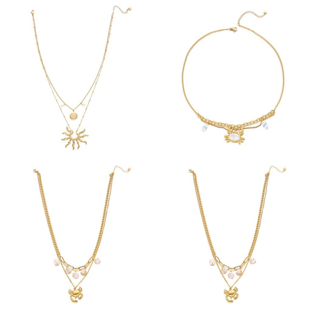 Bohemian Ocean Shell Sun Pendant Necklace For Women Summer Vacation Jewelry