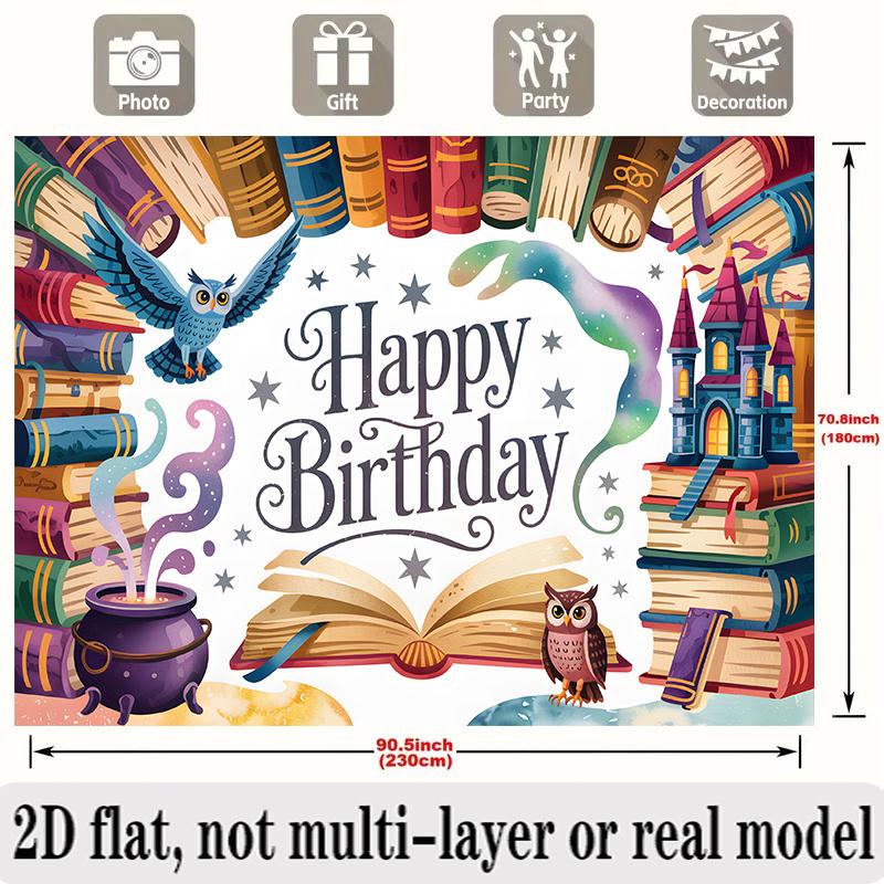 Magic Castle Birthday Banner, Academy Theme Backdrop Wall Decor for Party