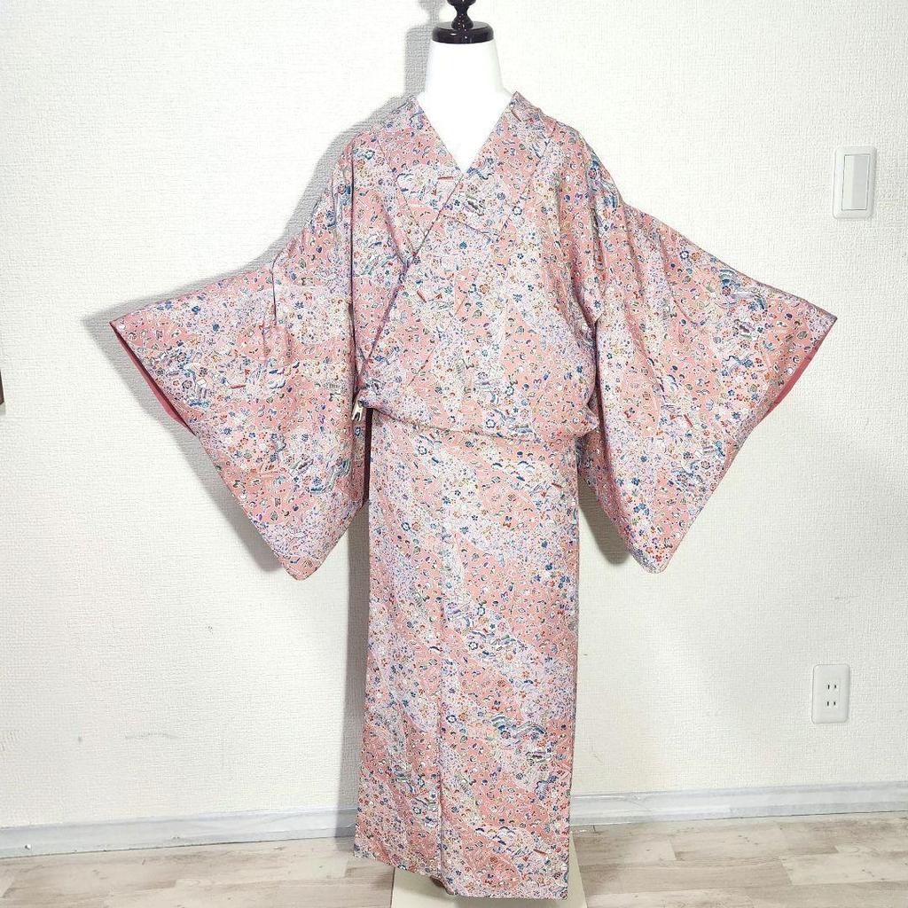 Used Washable kimono, small pattern, lining, polyester, length 161, sleeve 65, casual