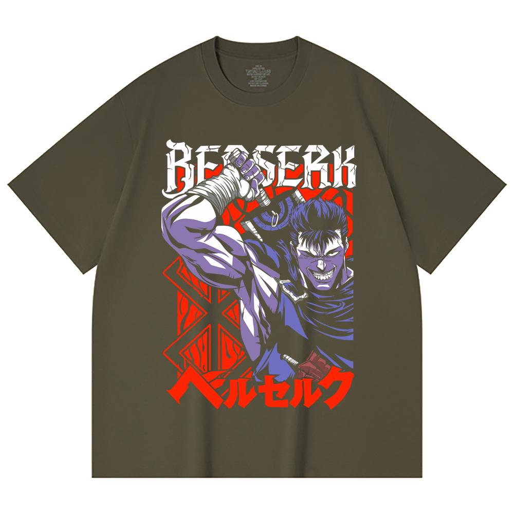 230 Gsm 100% Cotton Berserk V11 Print Unisex Heavy Cotton T Shirt