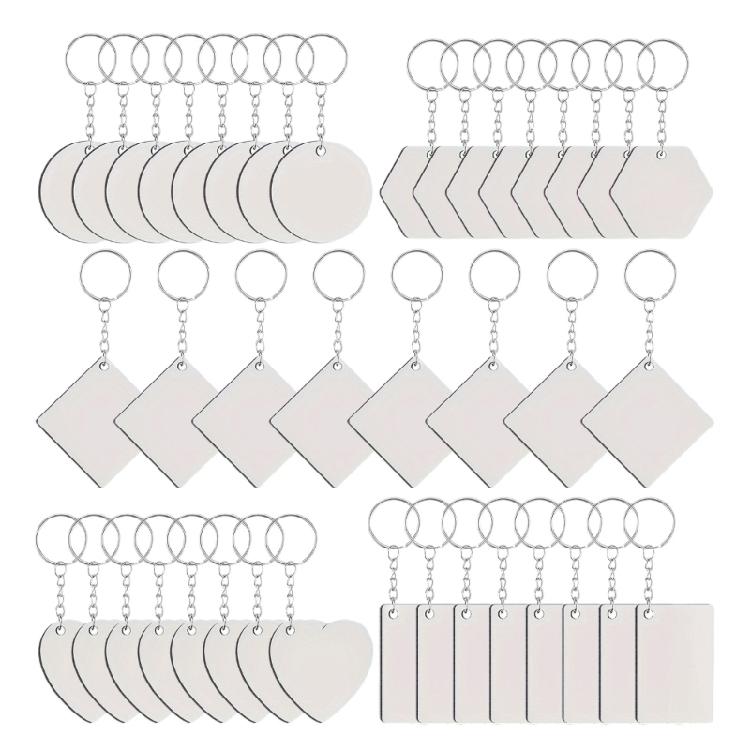 

40Pcs Heat Pressed Keychain Blanks Versatile Key Rings for DIY Crafts Supplies 1