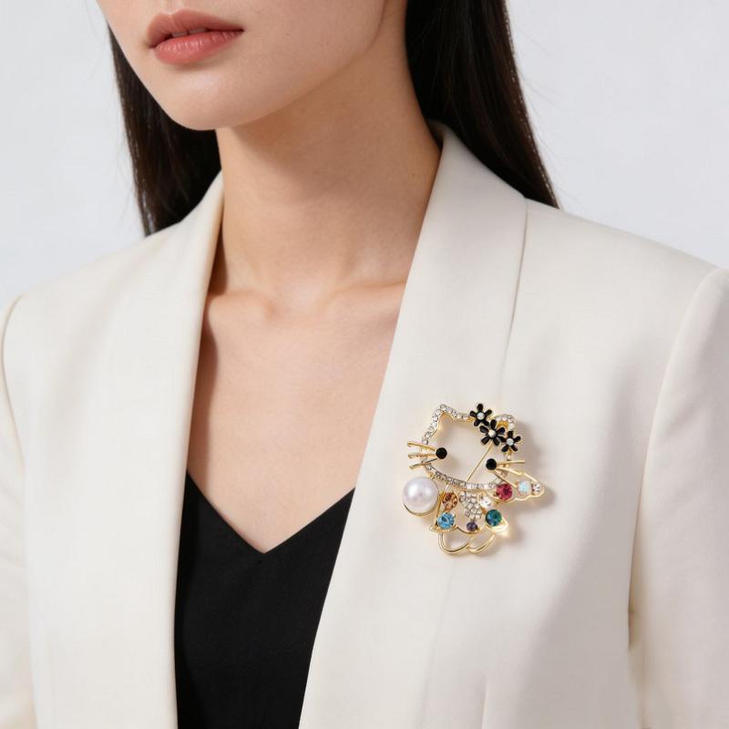 Cartoon Animal Brooch Elegant Pin Able Cat Metal Backpack Clothing Badge Jewelry Accessories Gift