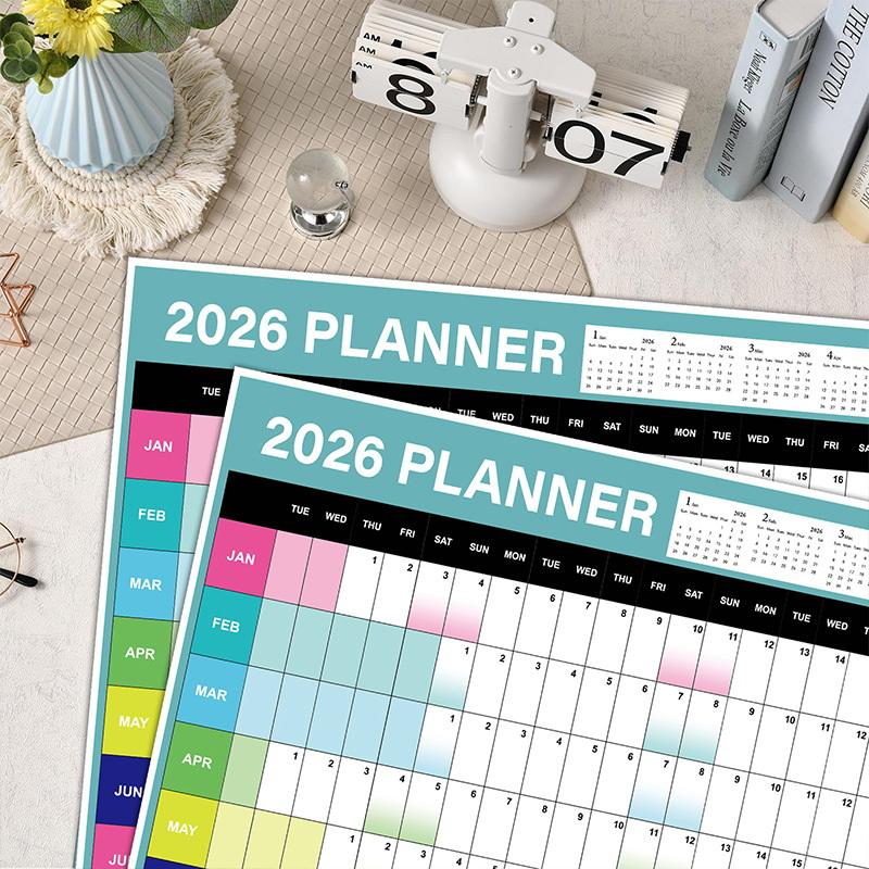2026 Yearly Wall Calendar Poster With Stickers Large Planning Schedule Home Office Organization Time Management Tool Schedule