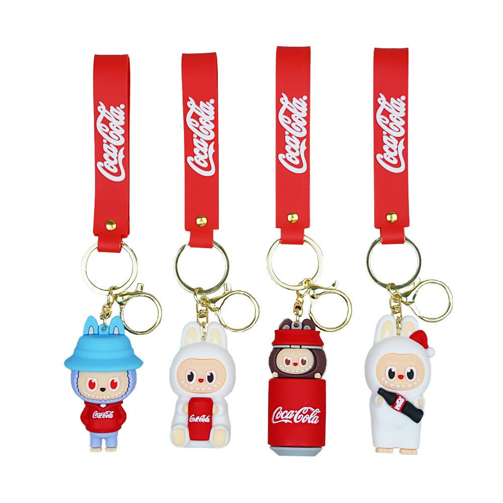 Creative And Personalized Coca Cola Rabbu Little Sheep Keychain Car Bag Pendant 3D Doll Small Gift