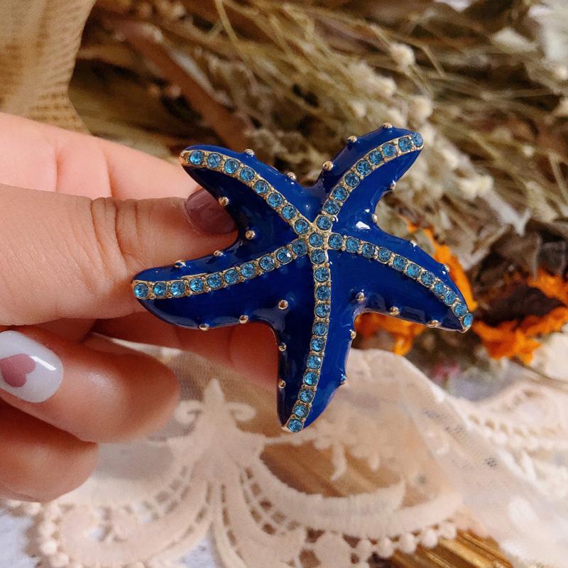 

Exquisite New Color Starfish Umbrella Animal Brooch Small Pearl Waves Female Brooches Party Accessories