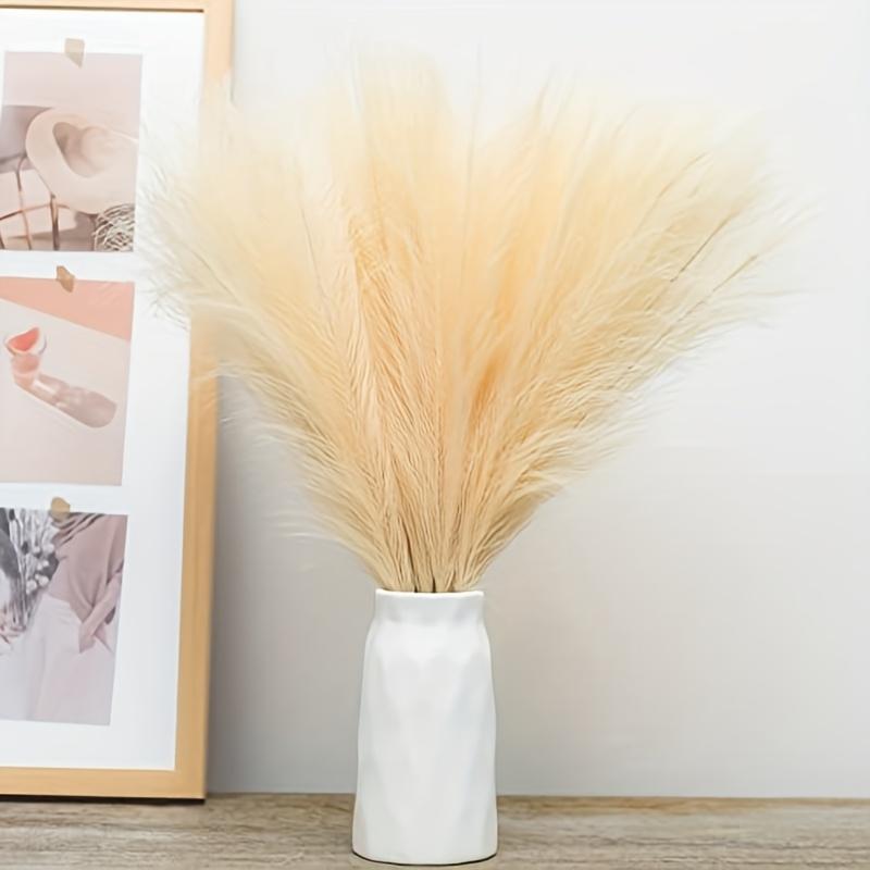 20Pcs Faux Pampas Grass, 21.6" Short Artificial Pompous Grass Floral Fake Pompas Grass Branches Vase Filler Flower Arrangement