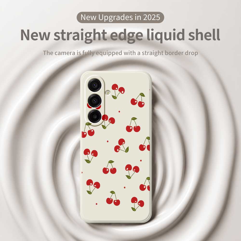 For Samsung Galaxy A17 5G Case Cherry Pattern Printing Straight Edge TPU Phone Back Cover