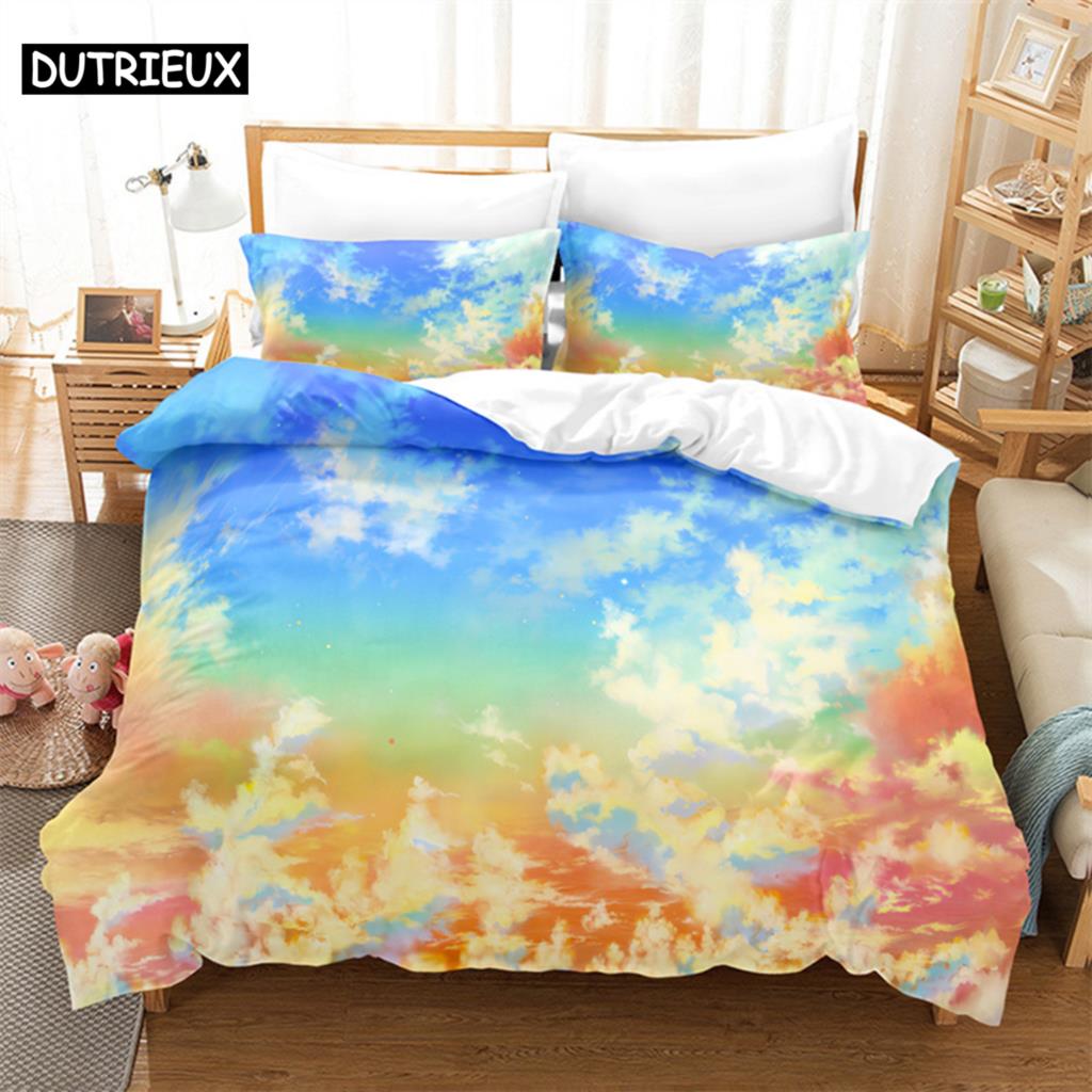 Comforter Blue Sky Scenery Queen Bedding Set Kids Bedding Digital Printing King Size Bedding Set