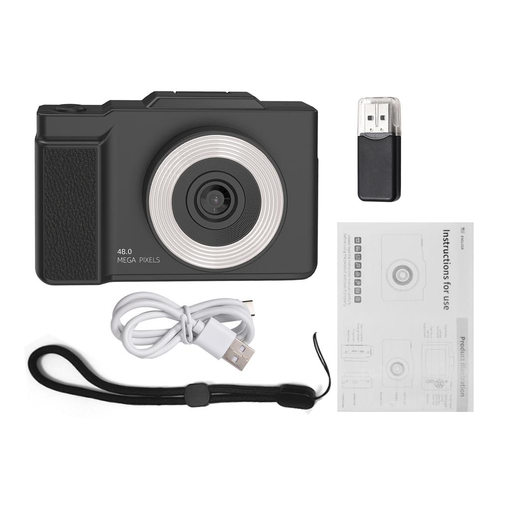 1080P Digital Camera for Kids Digital Video Camera 48MP 2.8 Inch Rotatable IPS Screen Auto Focus 16X Zoom with LED Fill Light 32