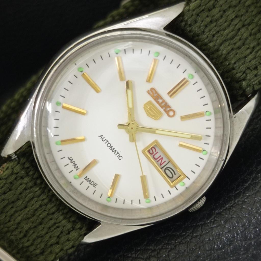 

JAPAN VINTAGE SEIKO 5 AUTOMATIC 6309A MENS WHITE COLOR DIAL WATCH a701428-5 R206b-a701428