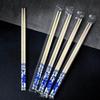 ZISIZ Blue and White Porcelain Disposable Bamboo Chopsticks