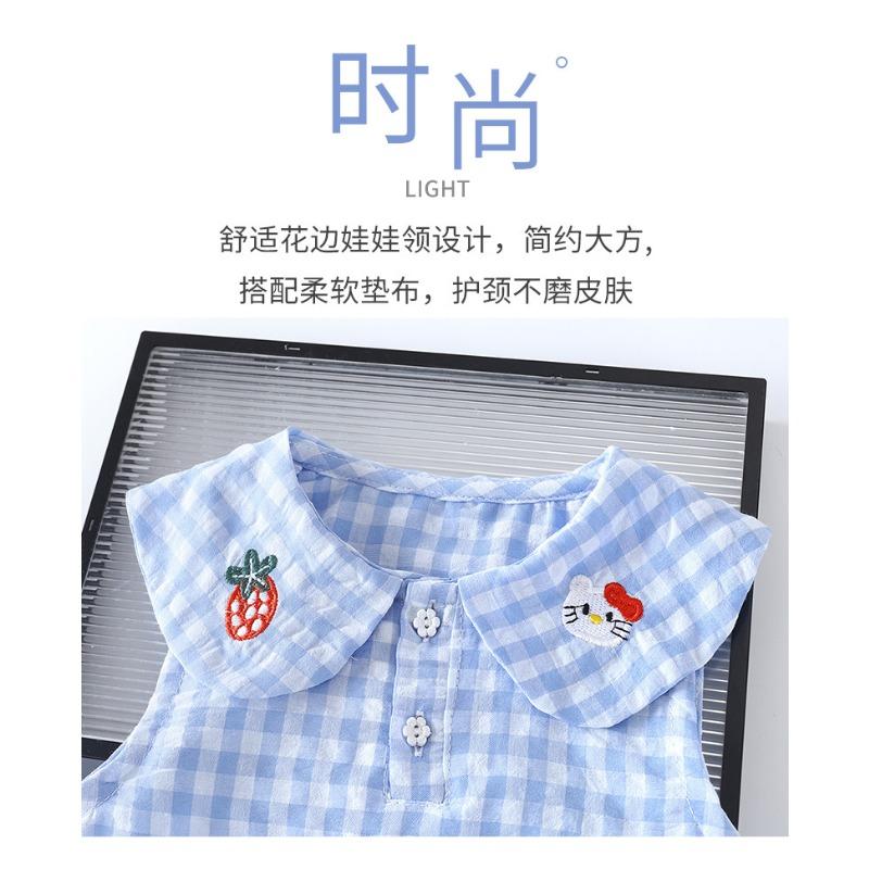 Sweet Doll Collar Sleeveless Summer Girls Dress Kids Children Casual Clothing