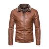 Men's Winter Lapel Leather-Fur PU Jacket - Velvet Lined Business Style