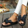 Women's Slope Heel Sandals Summer New Round Head Toe Butterfly Knot Thick Sole Anti-slip Wear-resistant Slippers