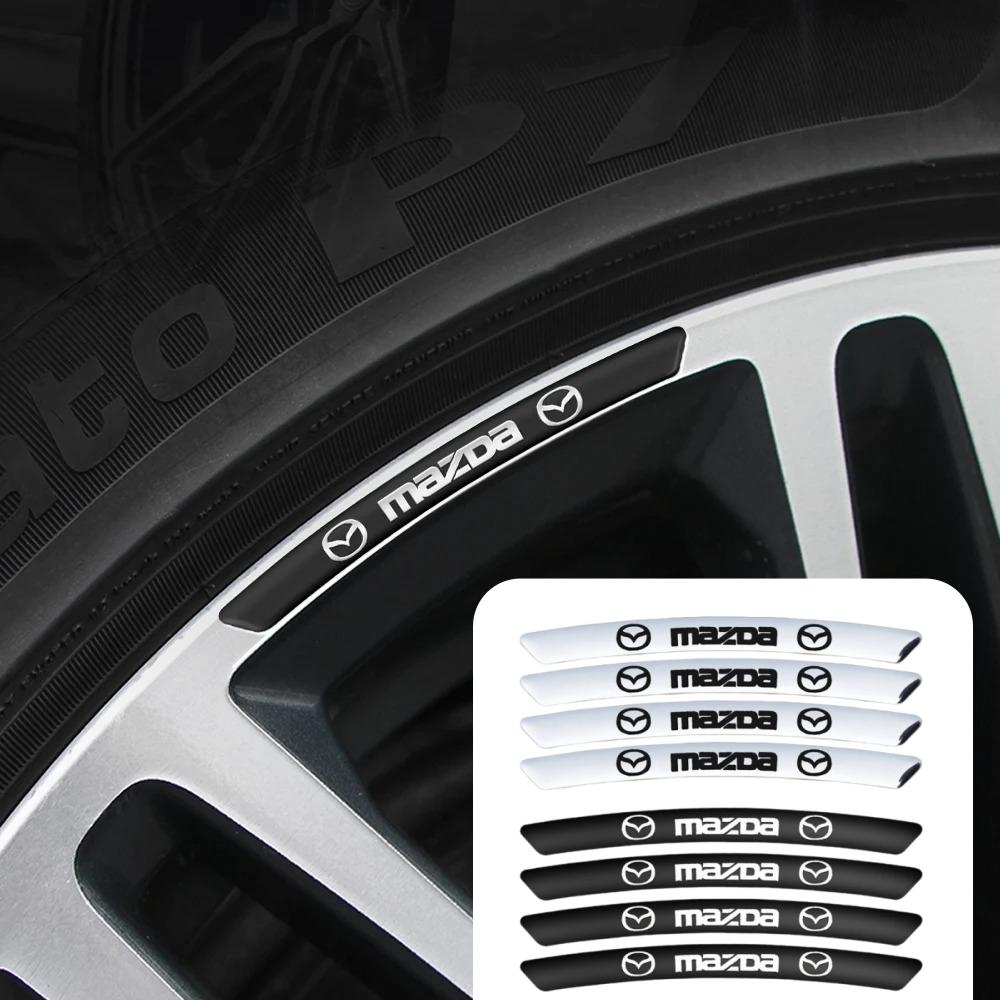 4Pcs Aluminum Wheel Stickers Decals for Mazda 3 6 CX-3 CX-5 CX-8 F CX-30 MX-5 Sport Car Rim Badge Decor Exterior Accessories