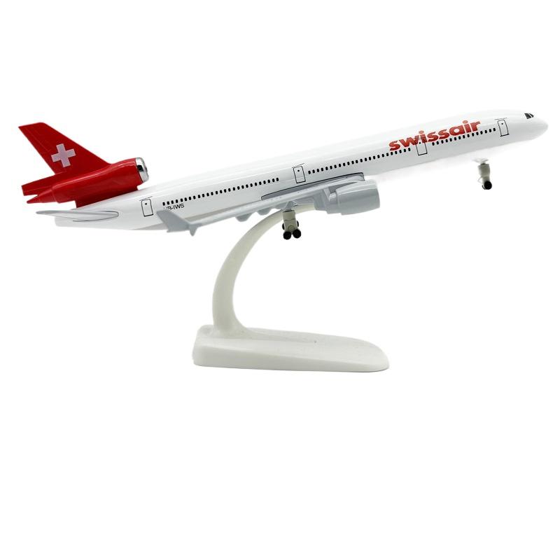 

Swiss Airlines MD-11 Airplane Model 20CM Scale Aircraft Alloy Classic Finished Static Collectible Plane Ornament Gift Display білий/червоний