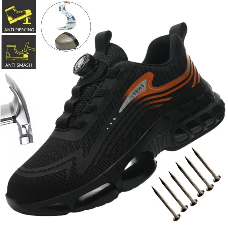 Steel Toe Safety Shoes for Men - Puncture Proof, Slip Resistant & Durable Work Boots for Construction, Outdoor Industrial Use