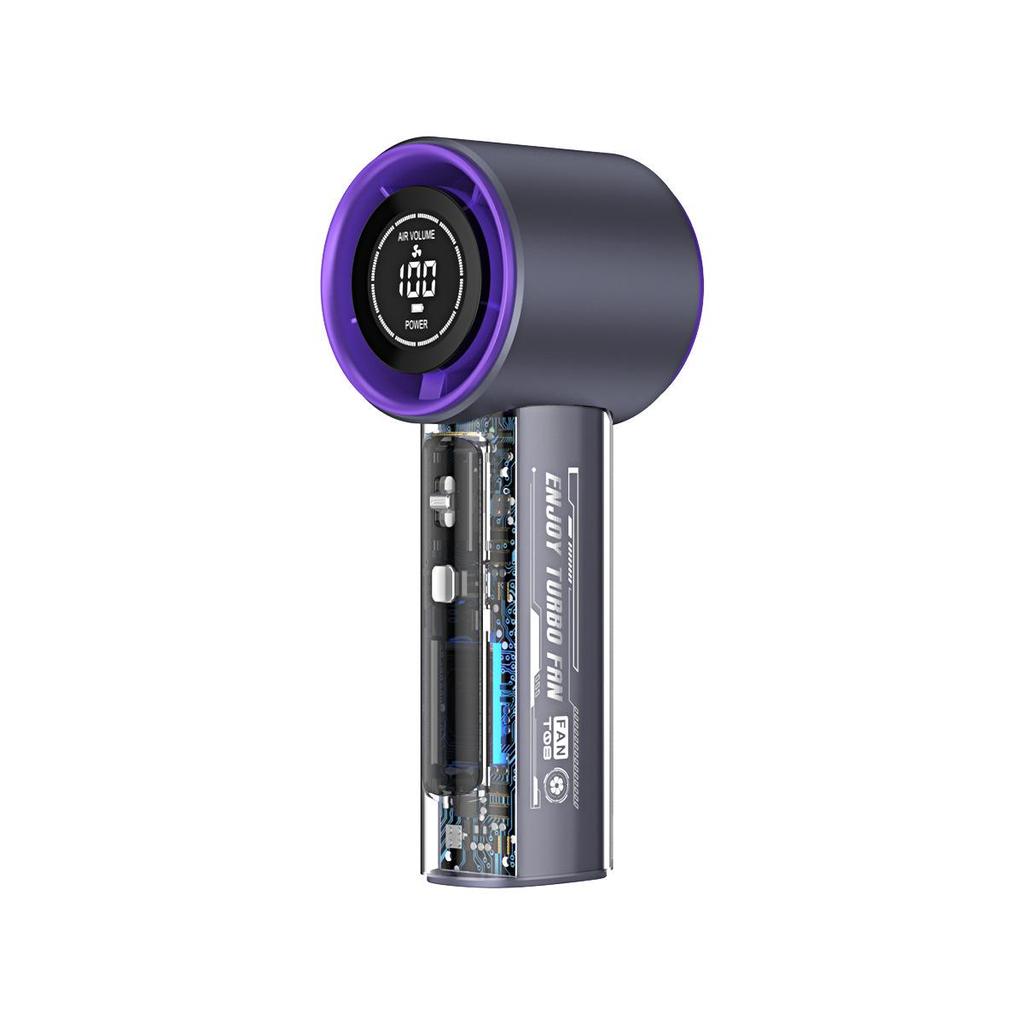 Portable Turbo Mecha Style Handheld Fan with Digital Display and USB Charging