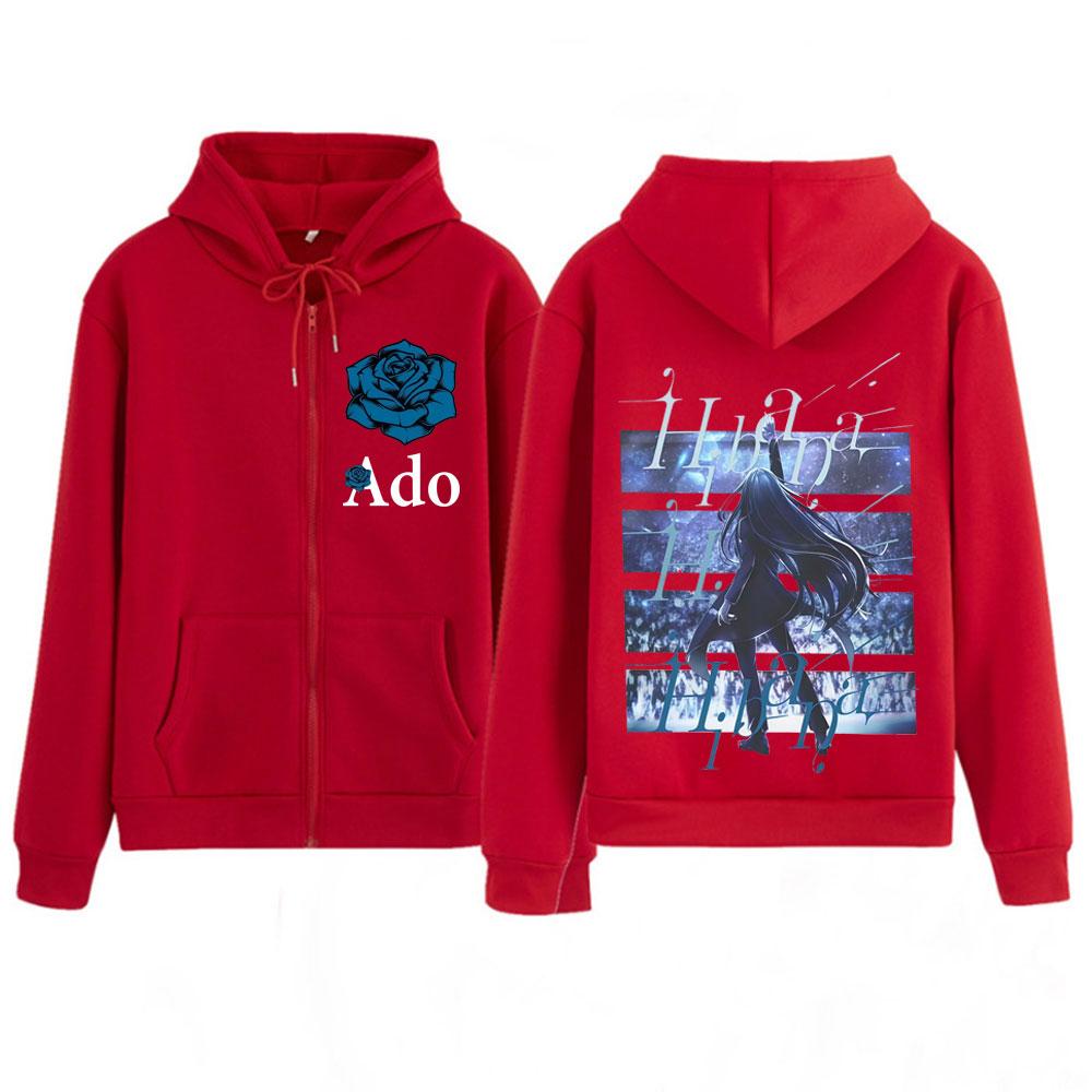 Ado WORLD TOUR Hibana Kapuzenpullover mit Reißverschluss für Damen und Herren, langärmelig, lässig, hochwertig, Winter, Harajuku-Stil, Sweatshirt mit Reißverschluss