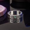 2026 Inlaid Emerald Ring Thai Silver Ring Men's Ring European and American Retro Emerald Men's and Women's Rings