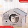 All-Season Felt Enclosed Cat Bed Villa - Detachable Pet Nest House