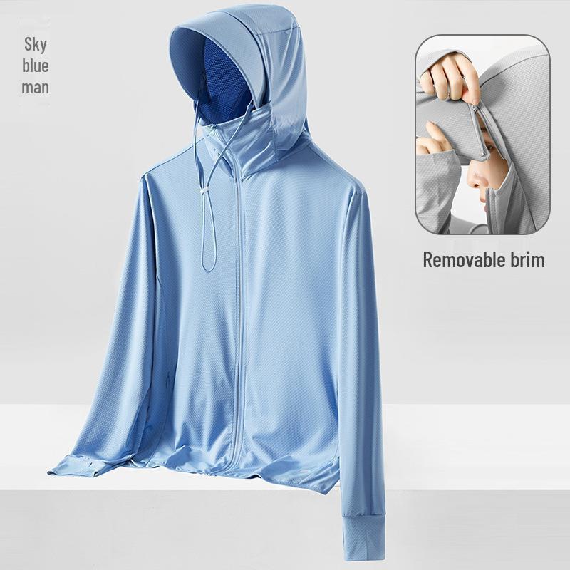 Jiaos UPF50 Sonnenschutzkleidung aus Eisseide: Leicht, Atmungsaktiv, Große Krempe, Unisex, Anti-UV, Ideal zum Angeln.