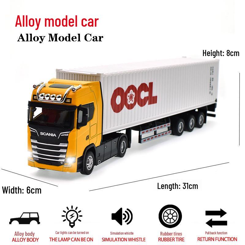 Scania Alloy Container Truck Model - Double-Layer Semi-Trailer Toy