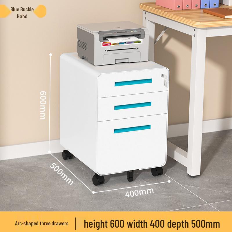 Mobile Filing Cabinet with Three Lockable Drawers for Under Desk Office Storage
