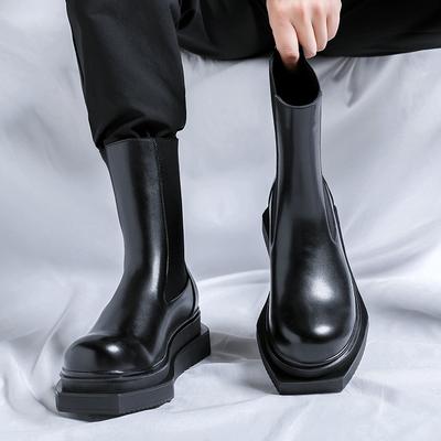 A/h nouveau classique bottines mi-mollet style street britannique pour homme noir hombre quotidien fête robe haute qualité chaussures rehaussantes