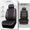 Glittering Rhinestone Waterproof Faux Leather Car Seat Covers, Universal Fit, Zippered Rear, for Women & Girls, Black Pink