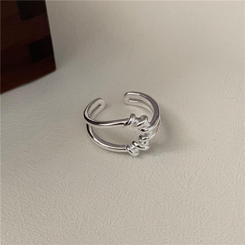 Korean Fashion S925 Sterling Silver Knotted Twist Ring - Simple INS Blogger Style