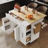 Kitchen Island - - Dining Cart - White - MDF - Multifunctional