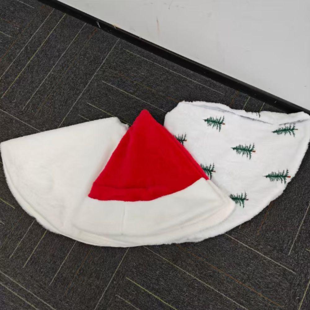 Plush Christmas Tree Skirt Embroidery Plush Tree Skirt Faux Fur Tree Skirt Home Decor