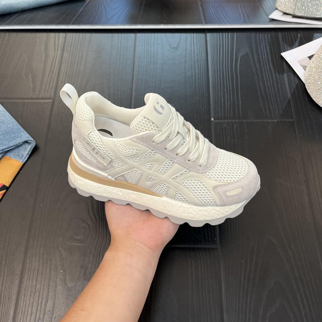 

Han Shi~ Leather mesh thick-soled 8cm dad shoes for women s 2025 summer new heightening thin breathable and lightweight sports shoes 35