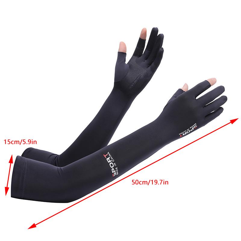 Arm Sleeves Sun Uv Protection Long Ice Silk Sports Sleeve Hand Cover Men Women 2 Fingers Outdoors Breathable