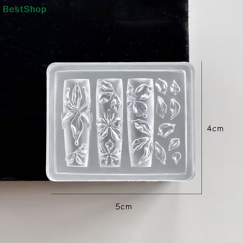 3D Silicone Nail Art Mold Relief Lily Flower Design DIY Nail Art Decor Transparent Manicure Template