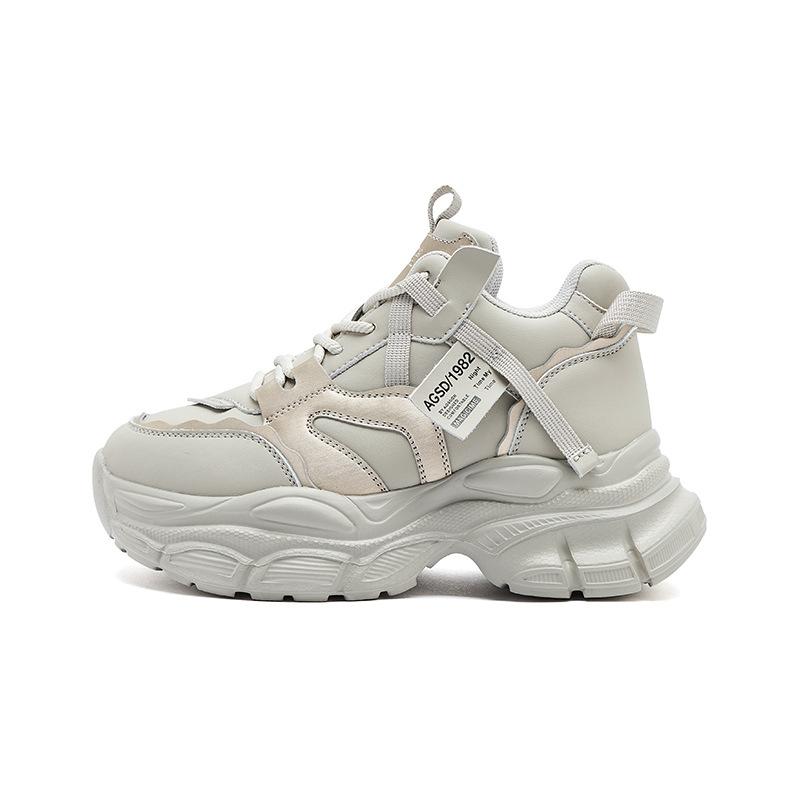 Augustus high-top dad shoes for women 2025 new autumn and winter thick-soled gray sports shoes casual muffin running shoes